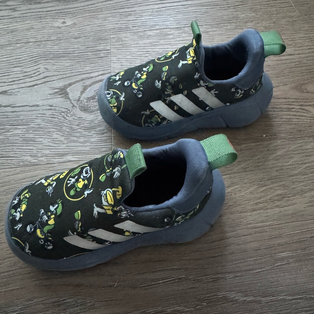 adidas Kids Black Sneakers with Green and Yellow Graphics - Picture 3 of 5